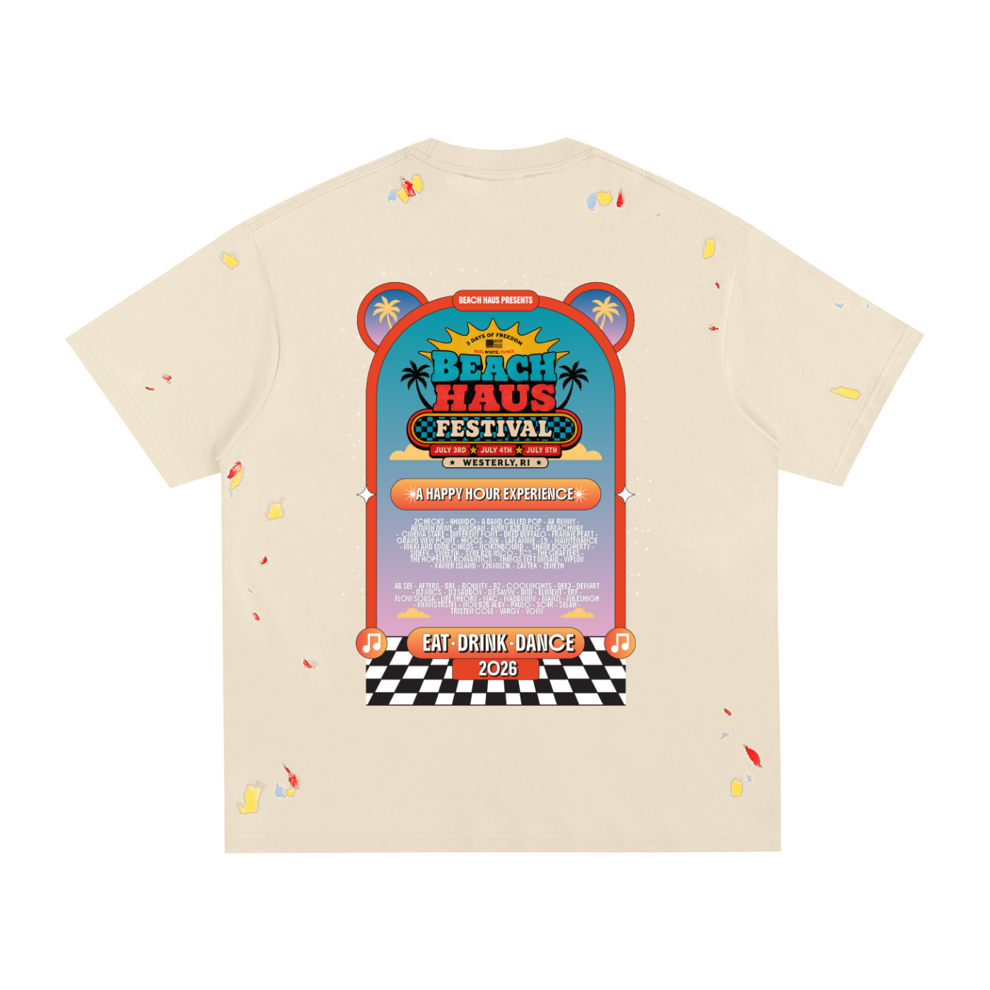 LINE UP SPLATTERED T-SHIRT