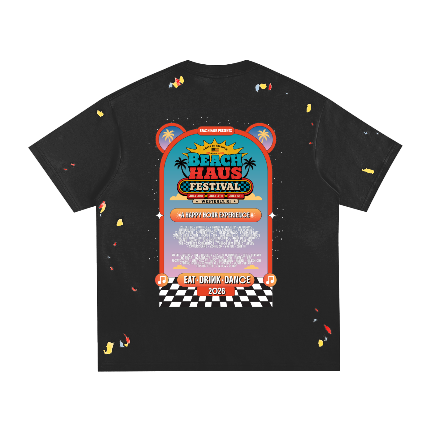 LINE UP SPLATTERED T-SHIRT